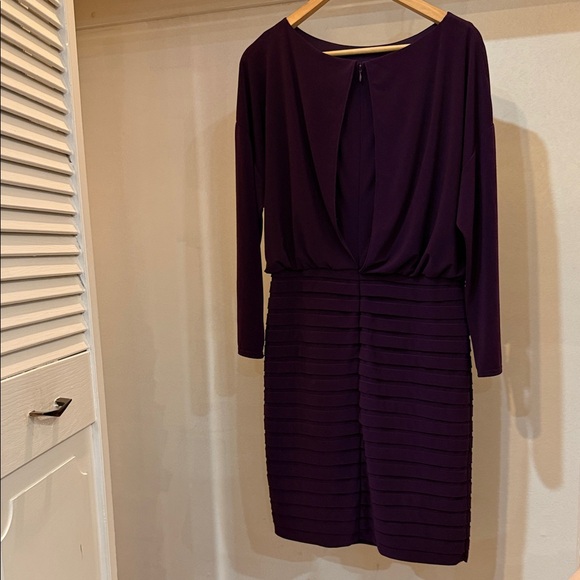 Adrianna Papell Deep Purple Long Sleeve Dress - Picture 4 of 9
